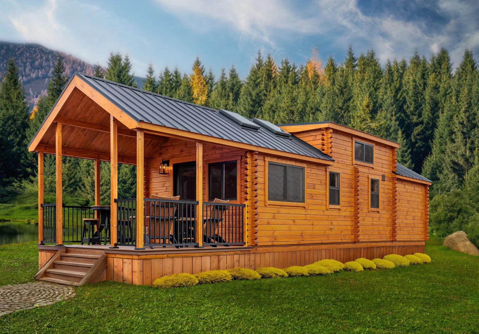 The Sierra—A 400-sqft Log Cabin with Bunk Beds and a Sleeping Loft